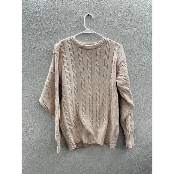 Jumpers Womens Sweater Size Medium Pink Cable Knit Pure Cotton Vintage - Picture 1 of 10